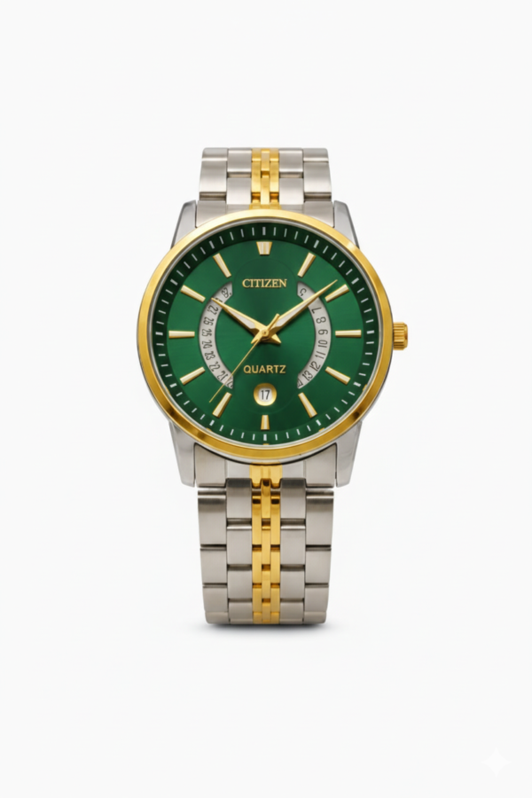 Citizen Quartz "Multi-Date" Emerald Green & Gold